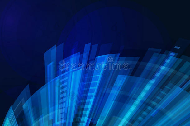 科技抽象的蓝色背景和透明全息图一