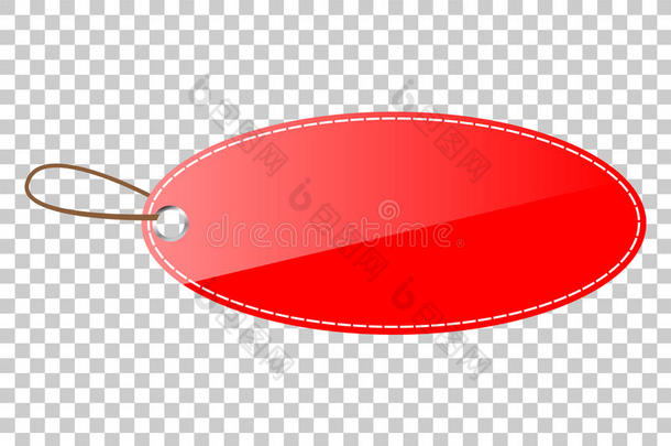 红色的光亮的椭圆形的空白的加标签于,在透明的影响背景