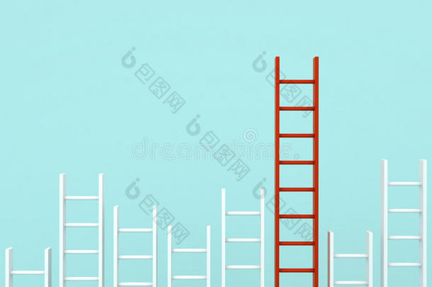 长的红色的<strong>梯子</strong>经过别的短的白色的<strong>梯子</strong>s向光同意