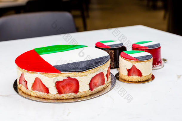 UnitedArabEmirates阿拉伯联合酋长国国家的假日庆祝旗照片蛋糕和cup蛋糕s