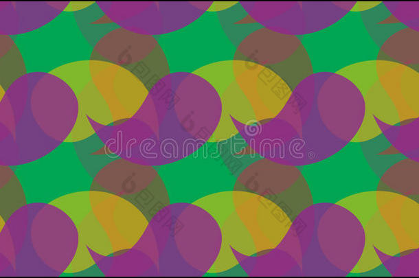简单的现代的抽象的紫色的黄色的和绿色的弧线模式