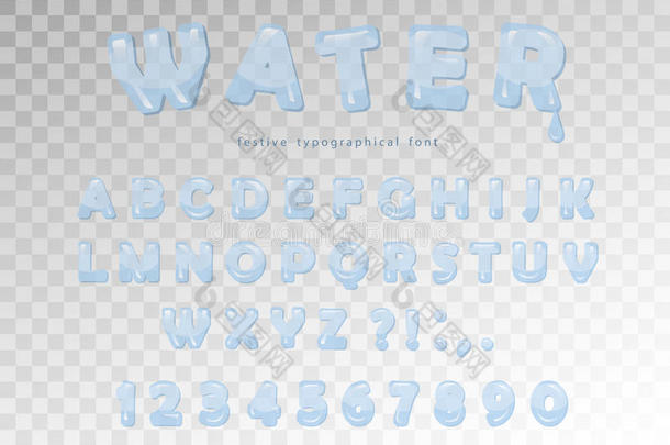 水<strong>字体设计</strong>.透明的有光泽的alphabet字母表文学和算术.英语字母表的第22个字母