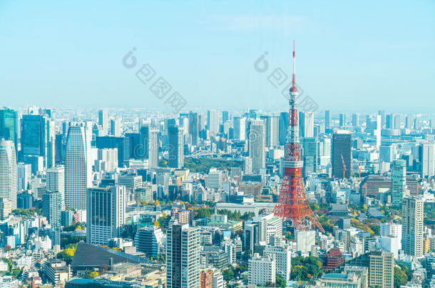 东京城市地平线和东京塔