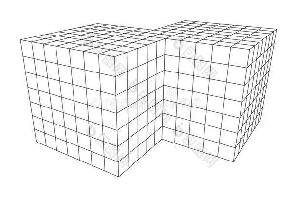 线框图网孔把对折盒
