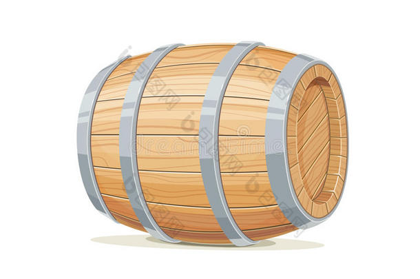 水平的木制的桶为葡萄酒或啤酒