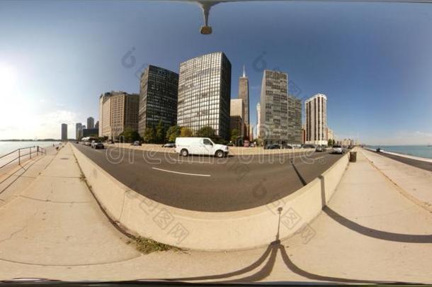 360实质上的现实影像关于芝加哥湖滨地带跟踪
