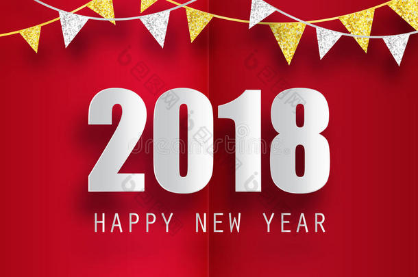 幸福的新的年2018招呼卡片和3英语字母表中的第四个字母纸影响.