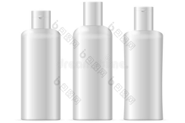 现实的样板空白的白色的洗发剂化妆品瓶子隔离的.