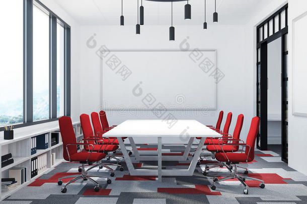 白色的和红色的会议房间,海报