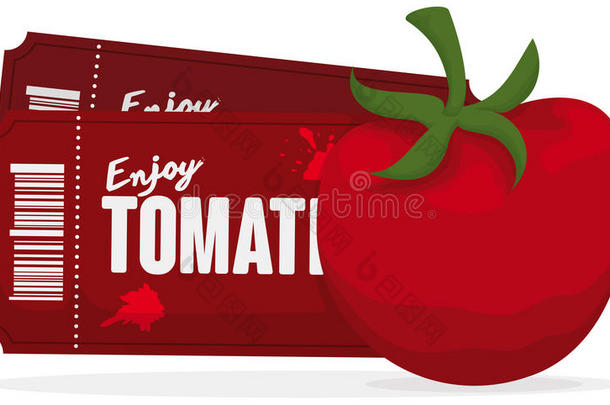 番茄和红色的票向享有指已提到的人番茄节日,Vec向rillustrate举例说明