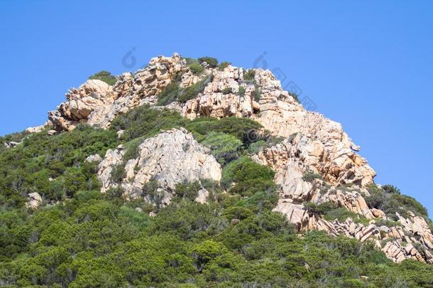 风景和黄色的岩石向撒丁岛,意大利