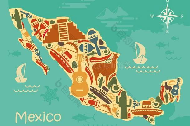 程式化的地图关于墨西哥