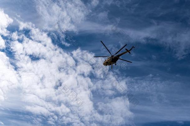 直升机苍蝇反对天背景