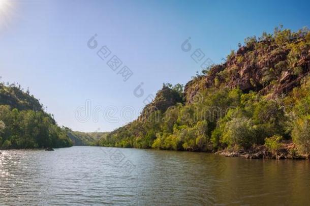 和煦的：照到阳光的一天在K在herine河山峡全景画,澳大利亚