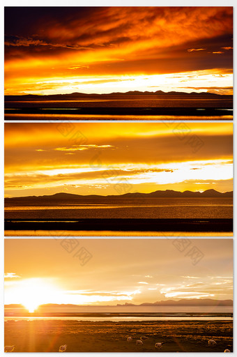 美丽夕阳黄昏海边摄影图图片