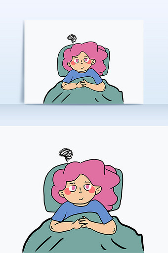 粉色头发女孩夜里睡不着失眠静态表情包配图图片