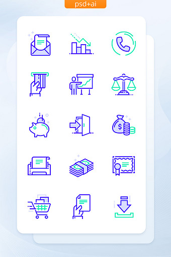双色线性简约商务办公UI图标图片