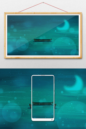 深青月色唯美风格横版插画背景通用背景1024 2802图片素材免费下载 编号 潮点视频