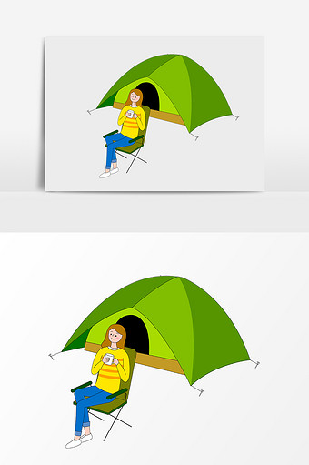手绘卡通野外住帐篷元素图片素材免费下载
