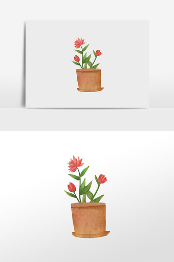 水彩手绘元素红色花盆栽通用背景1024 1540图片素材免费下载 编号 潮点视频