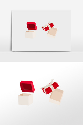 红色礼盒插画素材PSD340*512PX图片素材