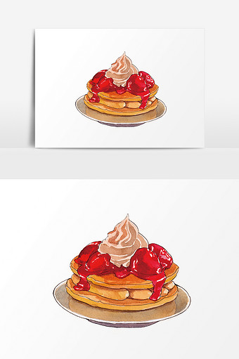 红色清新草莓奶油蛋糕生日元素psd340*512PX图片素材