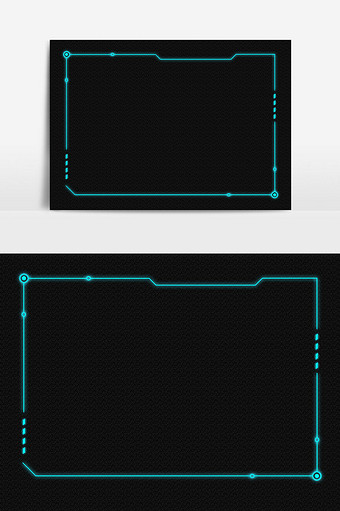 科技风蓝色发光边框元素