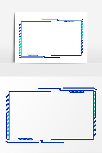 蓝色几何科技边框元素素材