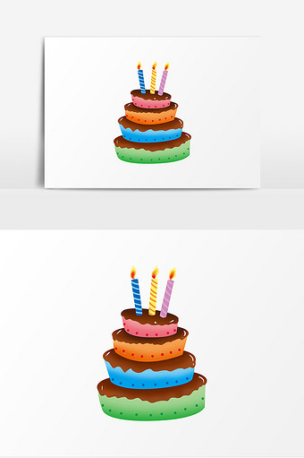 生日派对生日蛋糕卡通元素psd340*512PX图片素材