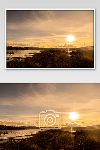 夕阳晚霞河道风景旅行风光暖色调高清摄影图图片素材免费下载