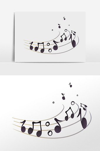手绘动感音乐旋律音符乐符插画图片素材免费下载