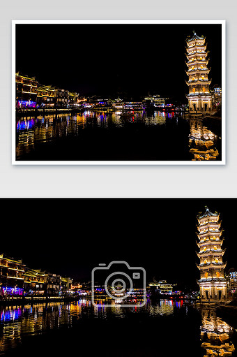湘西凤凰夜景摄影图片jpg340*512PX图片素材