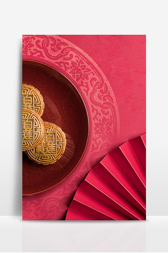 红色质感月饼中秋节背景