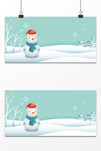 蓝色卡通冬天雪地雪人小雪背景psd 通用背景图片 1024x1531 潮点视频