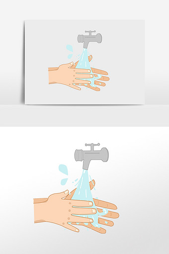 水龙头洗手消灭病毒插画图片素材免费下载