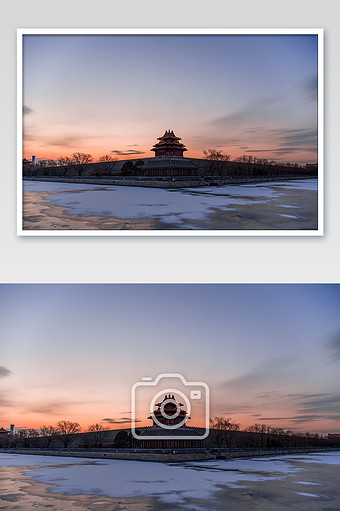 北京传统建筑中国风故宫角楼日出全景摄影图jpg340*512PX图片素材