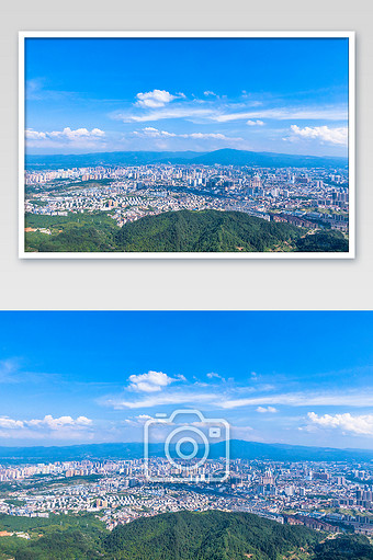 航拍被山包围的城市摄影图片jpg340*512PX图片素材