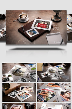 散落桌面的回忆照片展示AE模板