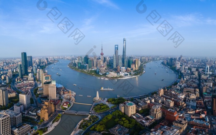 俯瞰上海黄浦江两岸镜头图片-包图网企业站