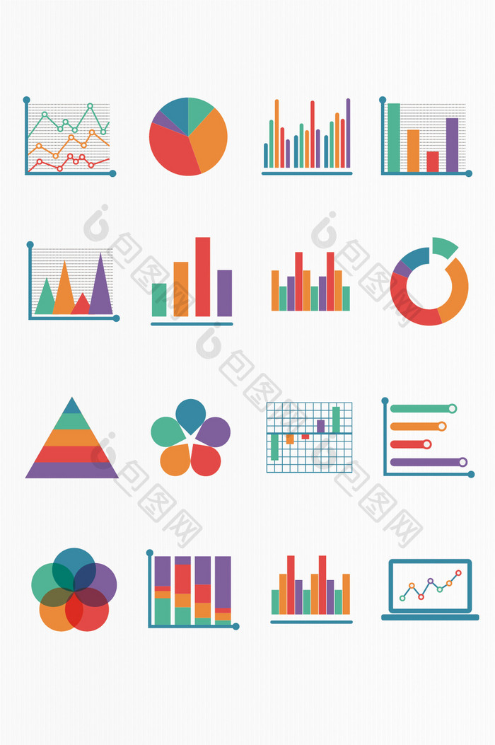 多彩图形信息图表矢量