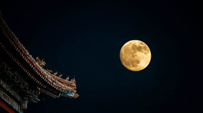 中秋月亮特写夜晚月亮升起十五的月亮时间流图片-包图网企业站
