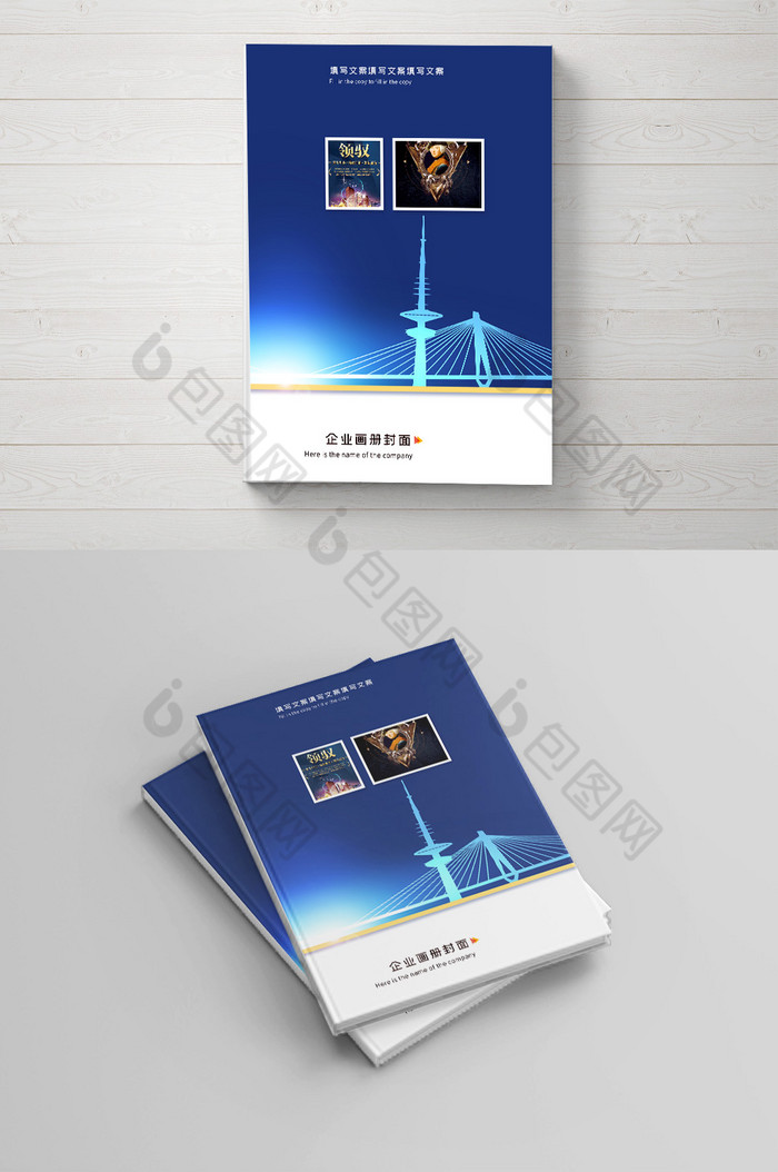 蓝白企业画册封面模板图片图片