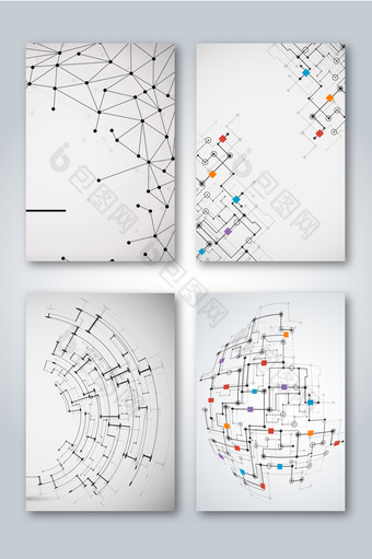 国外多边形科技直线圆点矢量设计背景图片