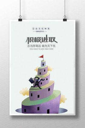 企业文化积极进取开拓进取扁平化商务创意海