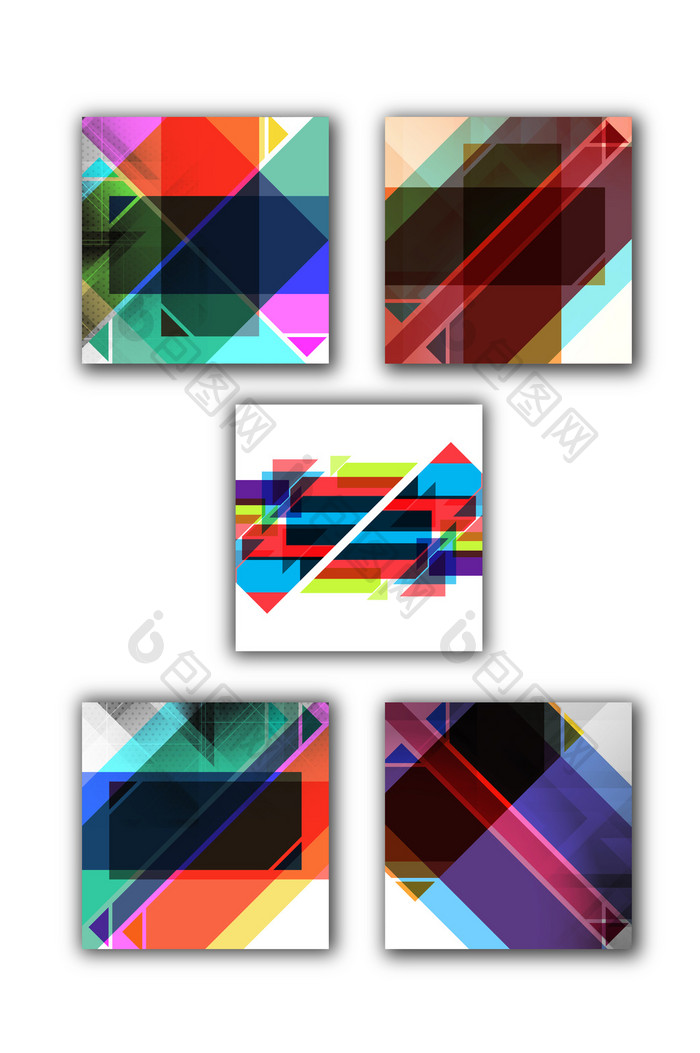 国外炫彩几何渐变方块像素风格背景素材