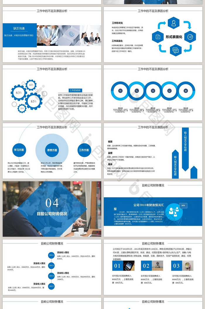 蓝色商务财务年终工作总结PPT