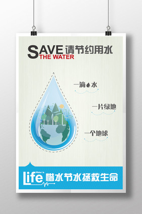 惜水爱水拯救生命公益海报