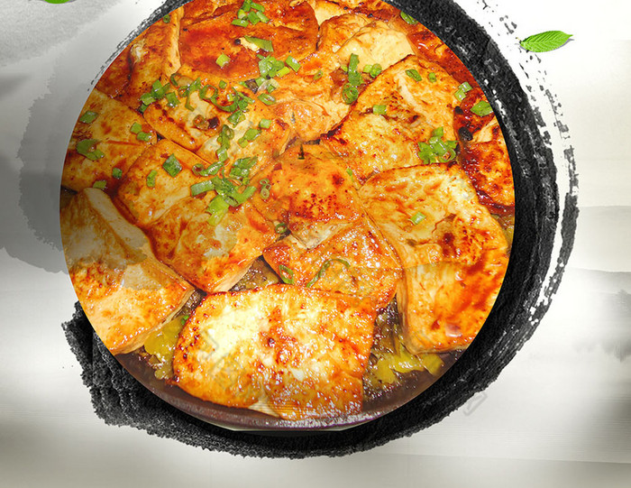 香辣铁板豆腐小吃模板图片