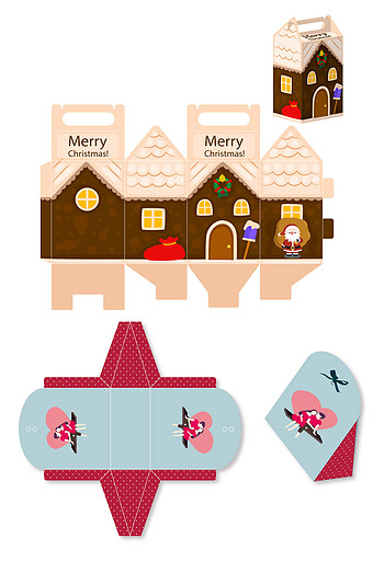 圣诞礼盒包装展开图图片下载