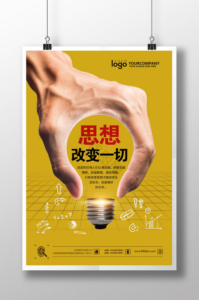 思想改变一切励志挂画展板图片